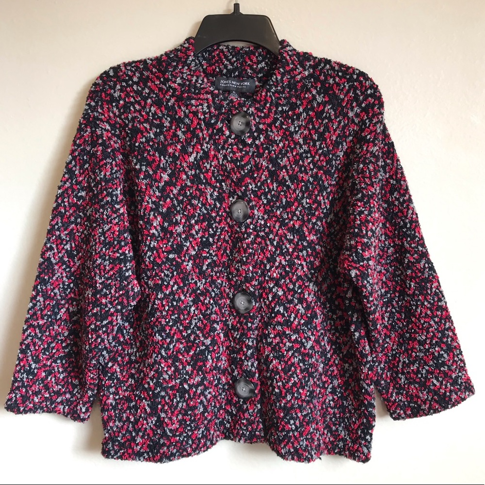 EUC Jones New York Black Gray Pink Cardigan